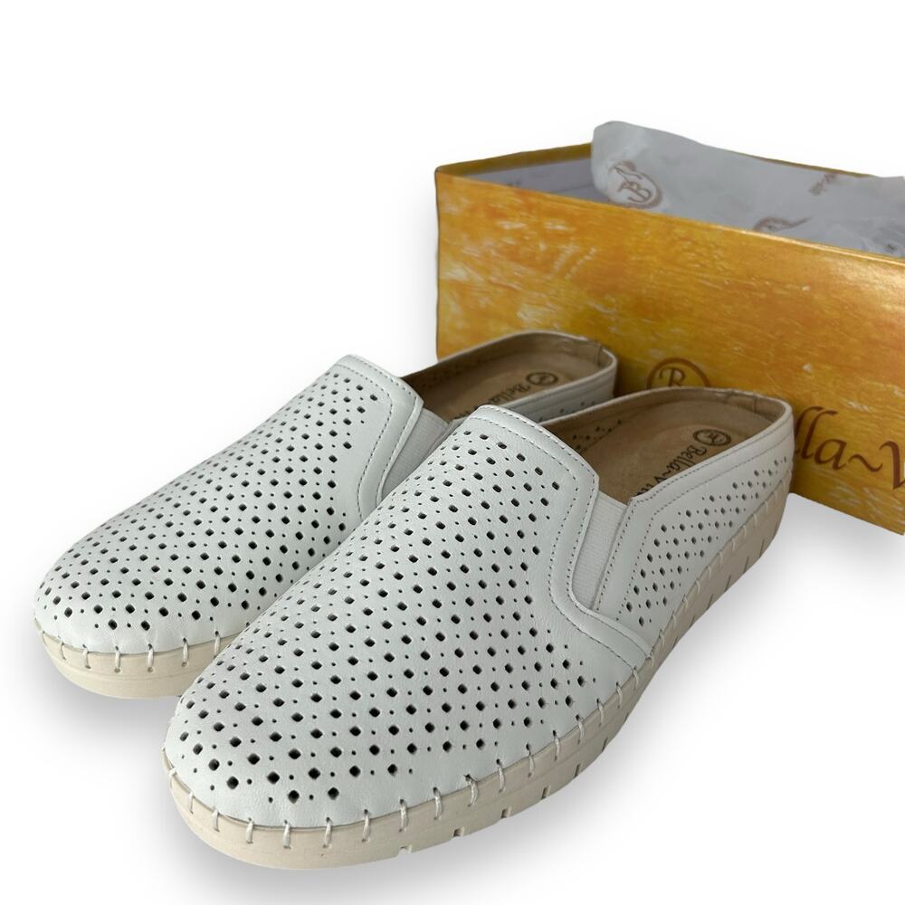 Bella Vita White Perforated Slip-On Loafers - Picture 8 of 13